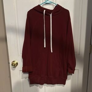 Women's Burgundy Hoodie Sweater dress